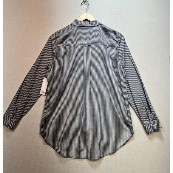 NWT Sonoma Goods for Life Essential Poplin Shirt Womens S Blue Striped Button Up - Picture 13 of 15